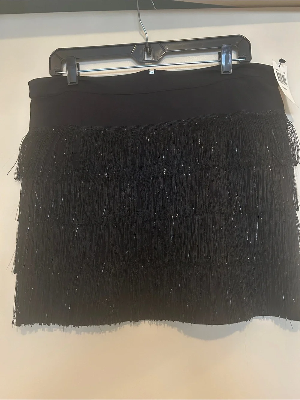 Aqua Black Fringe Tiered Mini Skirt